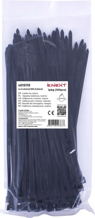 E.NEXT e.ct.stand.100.3.black - Opaska zaciskowa, czarna 3mm x 100mm (100szt.)