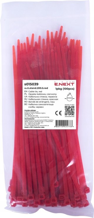 E.NEXT e.ct.stand.200.5.red - Opaska zaciskowa czerwona 5mm x 200mm (100szt.)