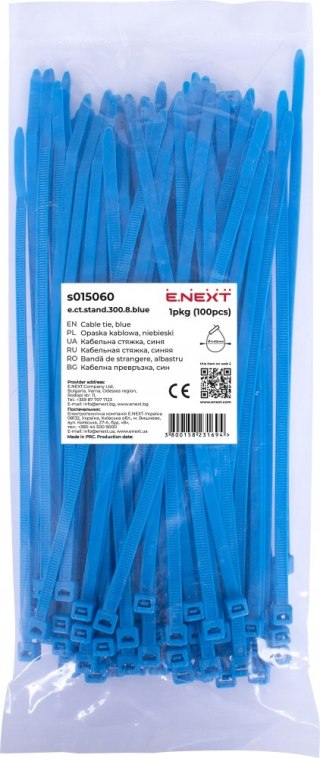 E.NEXT e.ct.stand.300.8.blue - Opaska zaciskowa, niebieska 8mm x 300mm (100szt.)