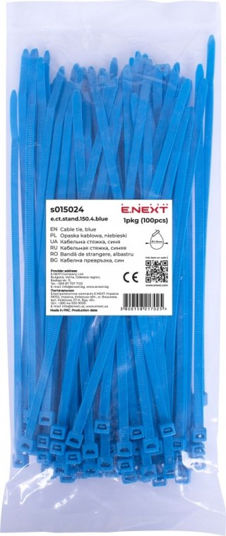 E.NEXT e.ct.stand.150.4.blue - Opaska zaciskowa, niebieskie 4mm x 150mm (100szt.)