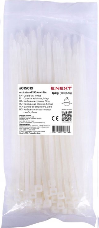 E.NEXT e.ct.stand.150.4.white - Opaska zaciskowa white 4mm x 150mm (100szt.)