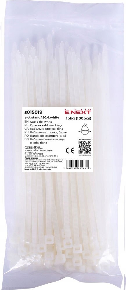 E.NEXT e.ct.stand.150.4.white - Opaska zaciskowa white 4mm x 150mm (100szt.)