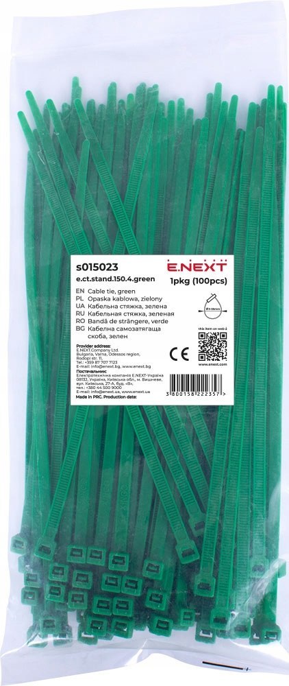 E.NEXT e.ct.stand.150.4.green - Opaska zaciskowa, zielona 4mm x 150mm (100szt.)