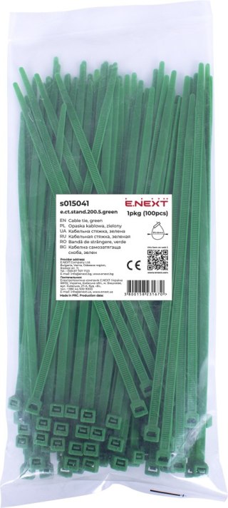 E.NEXT e.ct.stand.200.5.green - Opaska zaciskowa, zielona 5mm x 200mm (100szt.)
