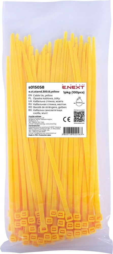 E.NEXT e.ct.stand.300.8.yellow - Opaska zaciskowa zółta 8mm x 300mm (100szt)