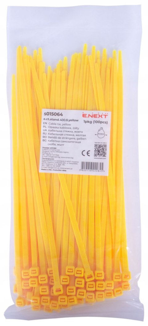 E.NEXT e.ct.stand.400.8.yellow - Opaska zaciskowa żółta 8mm x 400mm (100szt.)
