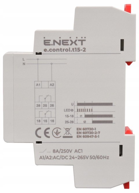 E.NEXT e.control.t15-2 - Przekaźnik czasowy control.t15-2, 2 niezależne kanały opóźnienie załączenia