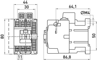 Stycznik 25A 230V 1NO+1NC