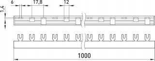 Szyna łączeniowa 1m (100cm) 3.63 typu u (widełkowa), 3-biegunowa 63A
