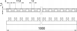 Szyna łączeniowa 1m (100cm) 54m 1.63 typu u (widełkowa), 1-biegunowa 63A