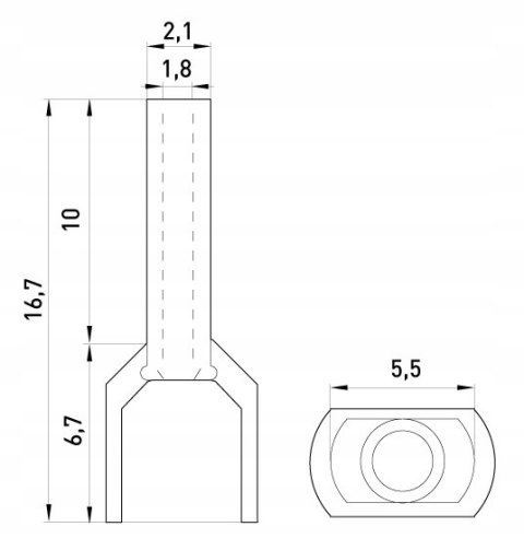 Tulejka izolowana końcówka 2x0,75mm2 100szt niebieska