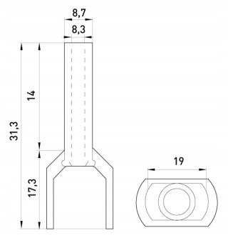 Tulejka izolowana końcówka 2x16mm2 100szt szara
