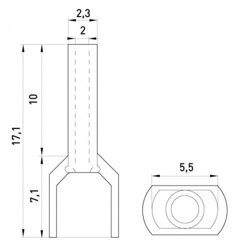 Tulejka izolowana końcówka 2x1mm2 100szt czerwony