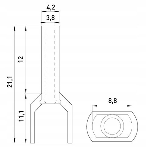 Tulejka izolowana końcówka 2x4mm2 100szt pomarańczowa