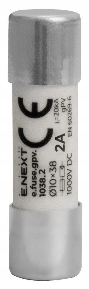 Wkładka topikowa, 10×38mm, GPV 2A 1000V DC 20kA