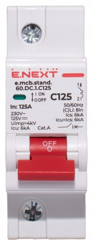 Wyłącznik nadprądowy AC/DC C125 125A 1P 125V DC / 230V AC 6kA