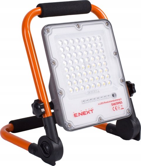 E.NEXT e.LED.flood.stand.emerg.5 - Reflektor LED akumulatorowy 5W 300lm IP65