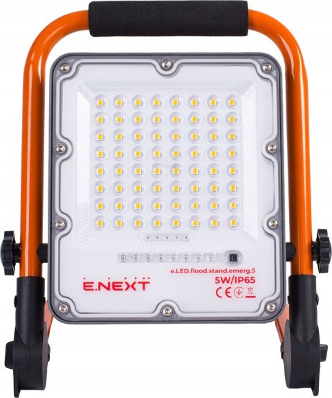 E.NEXT e.LED.flood.stand.emerg.5 - Reflektor LED akumulatorowy 5W 300lm IP65