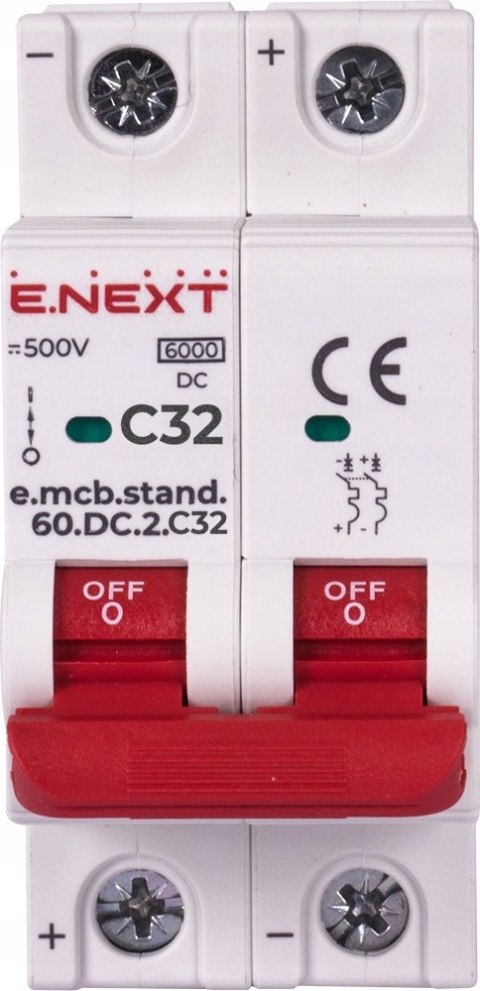 Wyłącznik nadprądowy DC C32 32A 2P 500V 6kA