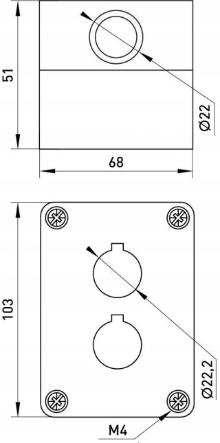 Kaseta sterownicza obudowa pod dwa przyciski fi22mm