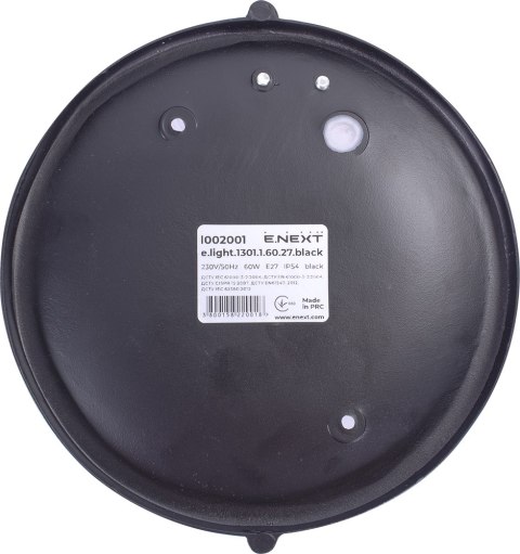 E.NEXT e.light.1301.1.60.27.black - Lampa kinkiet ścienno-sufitowa E27 czarna 60W