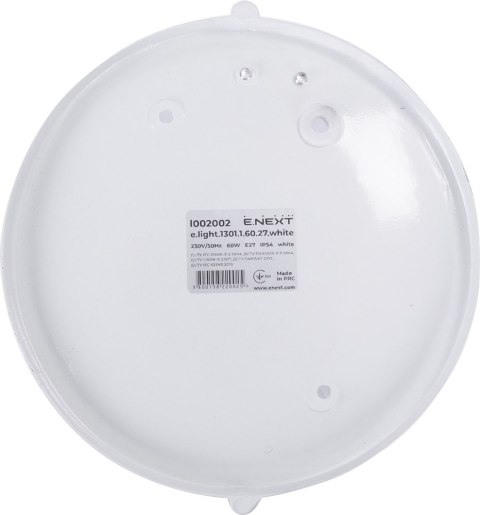 E.NEXT e.light.1301.1.60.27.white - Lampa kinkiet ścienno-sufitowa okrągły E27 biały 60W