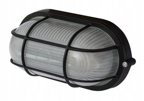 E.NEXT e.light.1403.1.60.27.black - Lampa kinkiet ścienno-sufitowa owalna z osłoną E27 czarna 60W