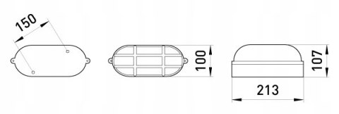 E.NEXT e.light.1403.1.60.27.black - Lampa kinkiet ścienno-sufitowa owalna z osłoną E27 czarna 60W