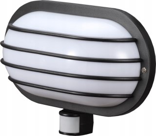 Lampa kinkiet ścienny z czujnikiem ruchu owalny z osłoną E27 czarny 60W