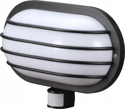 E.NEXT e.sensor.lum.69.e27.black - Lampa kinkiet ścienny z czujnikiem ruchu owalny z osłoną E27 czarny 60W