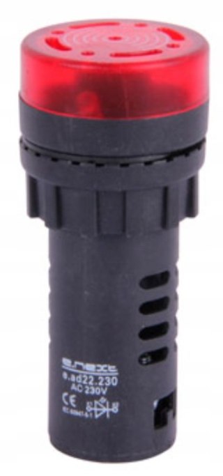 E.NEXT e.ad22.230.buzzer - Lampka wskazowa z buzzerem dźwiękowa awaryjna czerwona 22mm 230V AC