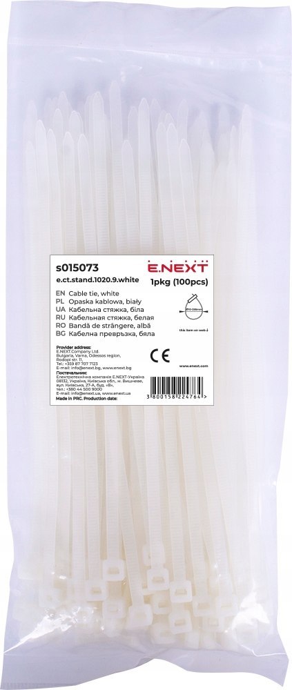 E.NEXT e.ct.stand.1020.9.white - Opaska zaciskowa biała 9x1020mm 100szt