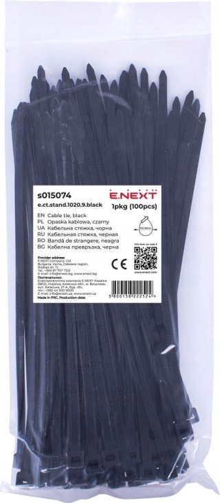 E.NEXT e.ct.stand.1020.9.black - Opaska zaciskowa czarna 9x1020mm 100szt