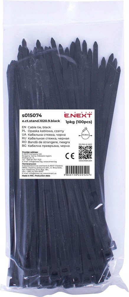 E.NEXT e.ct.stand.1020.9.black - Opaska zaciskowa czarna 9x1020mm 100szt