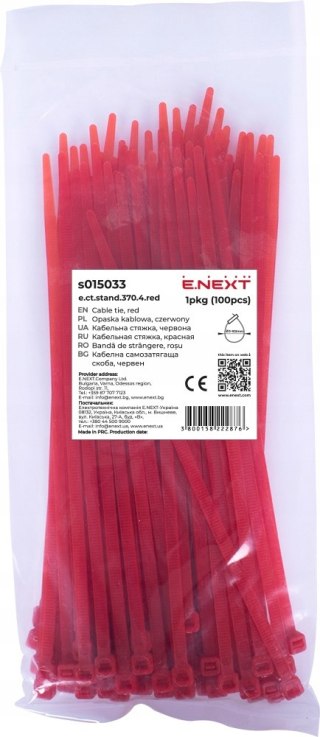 E.NEXT e.ct.stand.370.4.red - Opaska zaciskowa, czerwona 4mm x 370mm (100szt.)