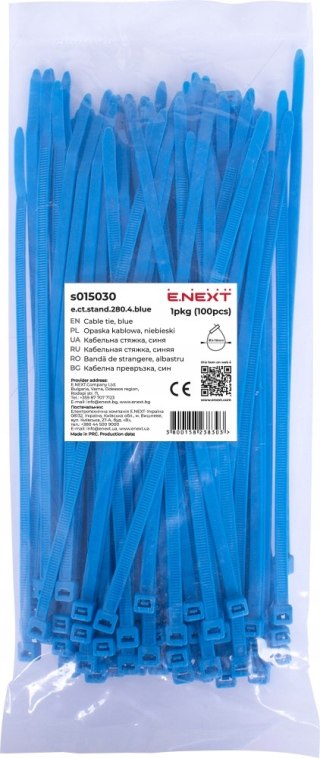 E.NEXT e.ct.stand.280.4.blue - Opaska zaciskowa, niebieska 4mm x 280mm (100szt.)