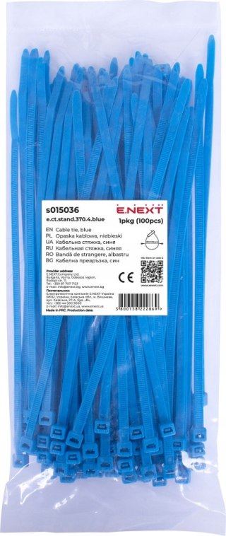 E.NEXT e.ct.stand.370.4.blue - Opaska zaciskowa, niebieska 4mm x 370mm (100szt.)
