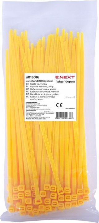 E.NEXT e.ct.stand.200.3.yellow - Opaska zaciskowa żółta, 3x200mm (100szt.)