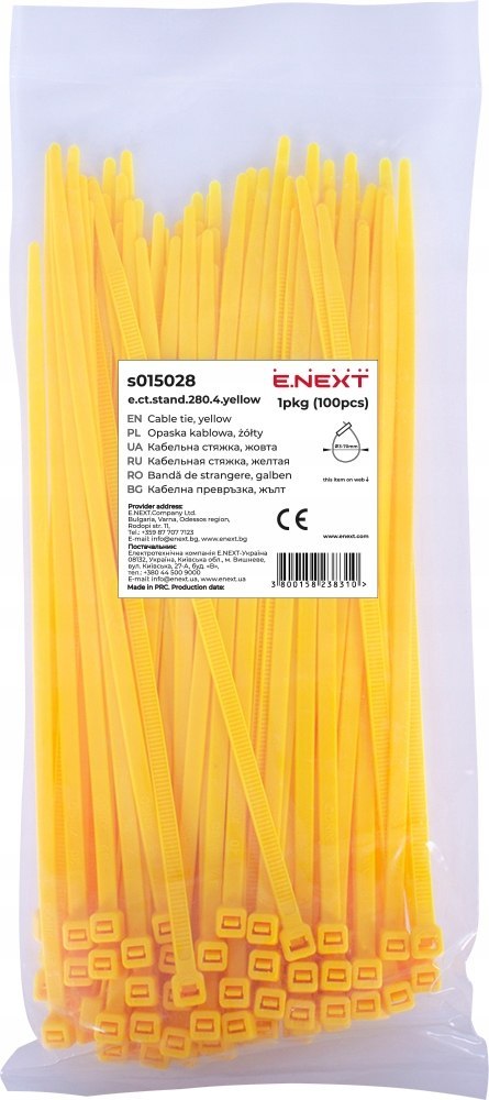 E.NEXT e.ct.stand.280.4.yellow - Opaska zaciskowa, zółte 4mm x 280mm (100szt.)