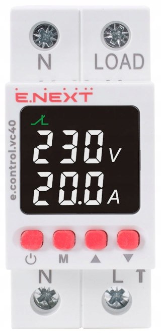 E.NEXT e.control.vc40 - Przekaźnik kontroli napięcia i prądu jednofazowy ze wskazaniem 40A