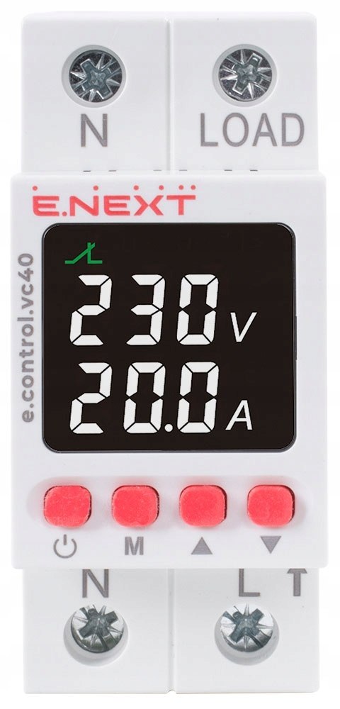 E.NEXT e.control.vc40 - Przekaźnik kontroli napięcia i prądu jednofazowy ze wskazaniem 40A