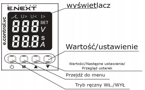 E.NEXT e.control.vc40 - Przekaźnik kontroli napięcia i prądu jednofazowy ze wskazaniem 40A