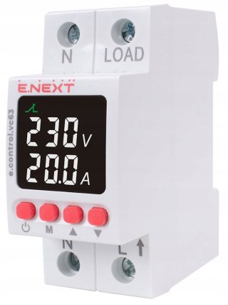 E.NEXT e.control.vc63 - Przekaźnik kontroli napięcia i prądu jednofazowy ze wskazaniem 63A