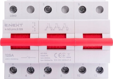 Przełącznik na trzy pozycje 1-0-2 3P 125A 230V/415V