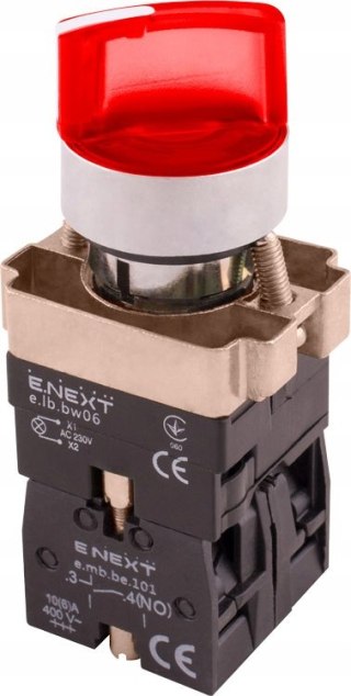 E.NEXT e.mb.bk2465 - Przełącznik tablicowy podświetlany dwie pozycje 22mm czerwony