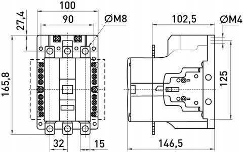 Stycznik 100A 220V 1NO+1NC