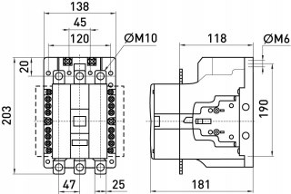 Stycznik mocy 220A 380V 1NO+1NC