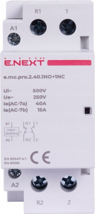 Stycznik modułowy PRO 2P 40A 1NO+1NC 230V