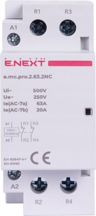Stycznik modułowy PRO 2P 63A 2NC 230V