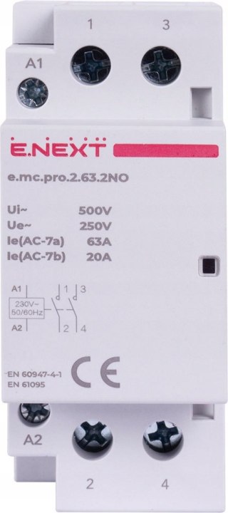 Stycznik modułowy PRO 2P 63A 2NO 230V